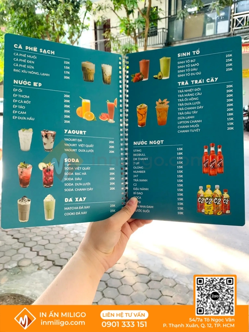 in menu bìa cứng