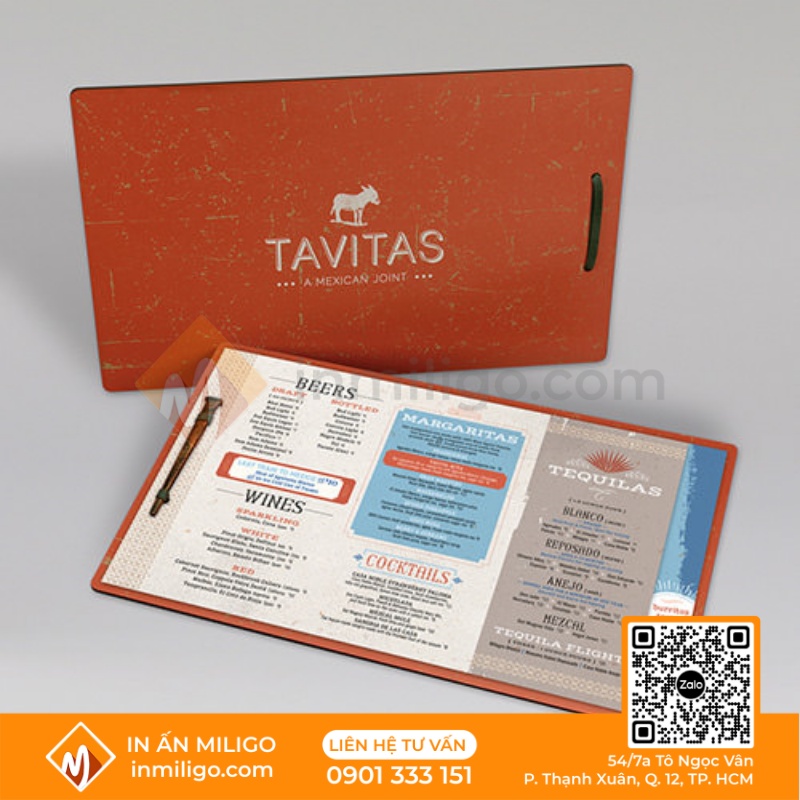 in menu bìa cứng
