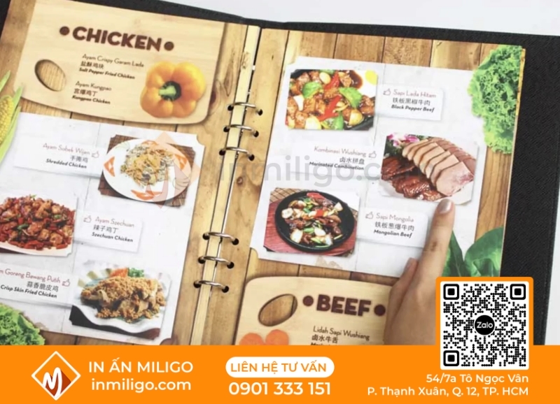 in menu nhà hàng