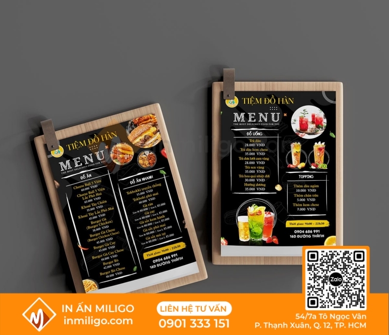 in menu nhà hàng
