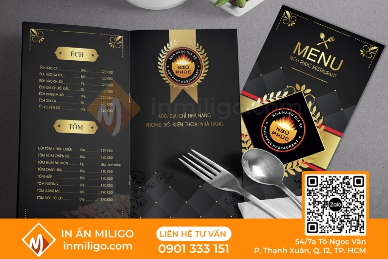 in menu nhà hàng