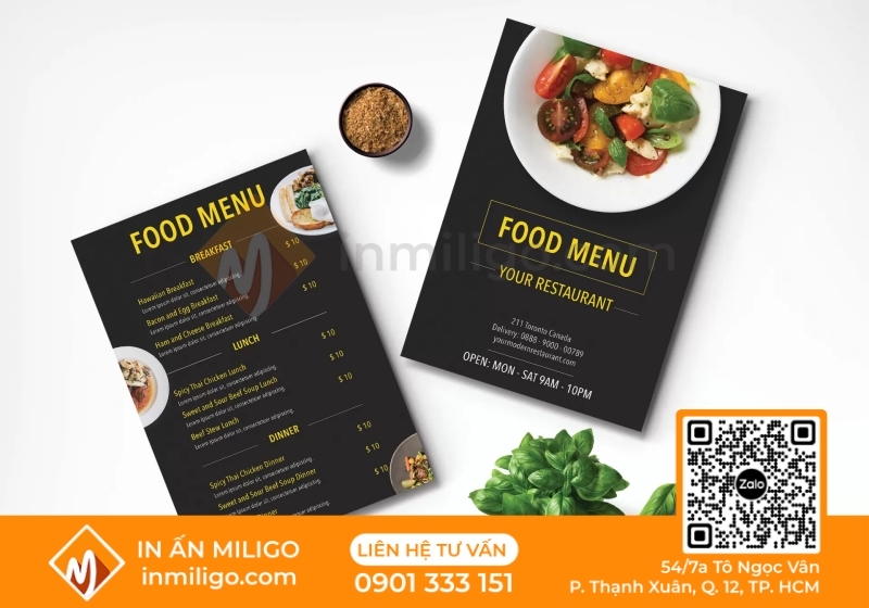 in menu nhà hàng