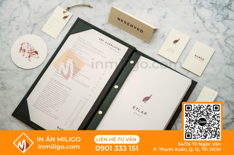 in menu nhà hàng