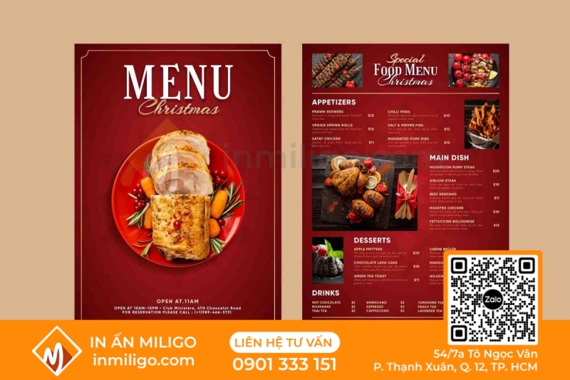 in menu nhà hàng