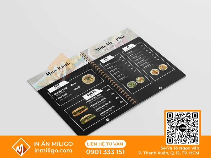 in menu nhà hàng