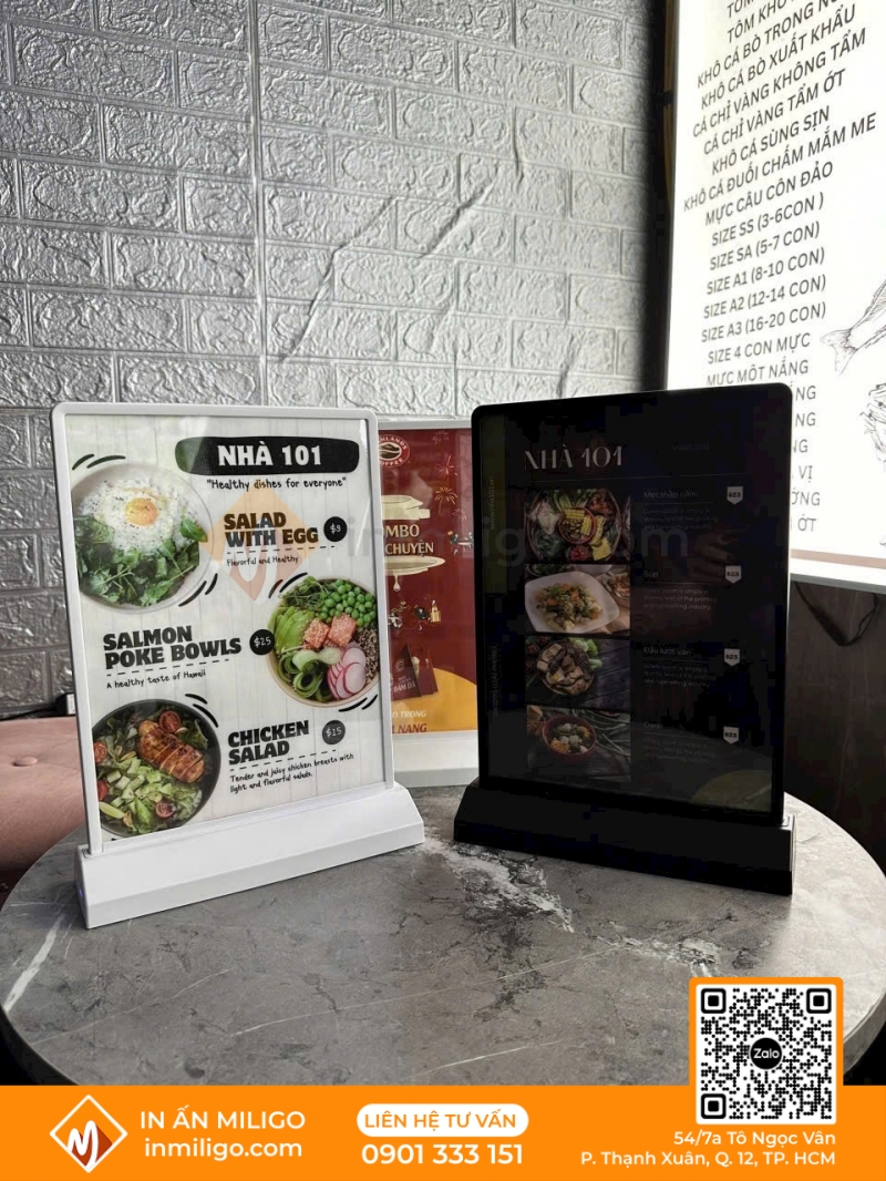 in menu nhà hàng