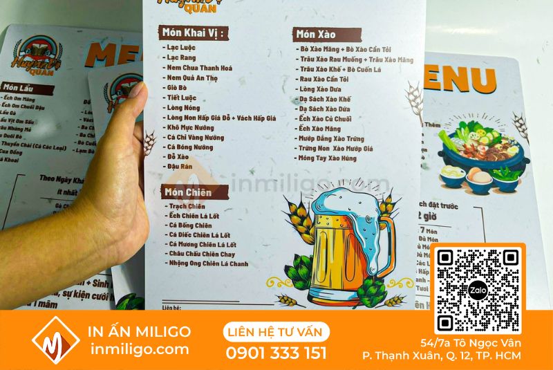 in menu nhựa