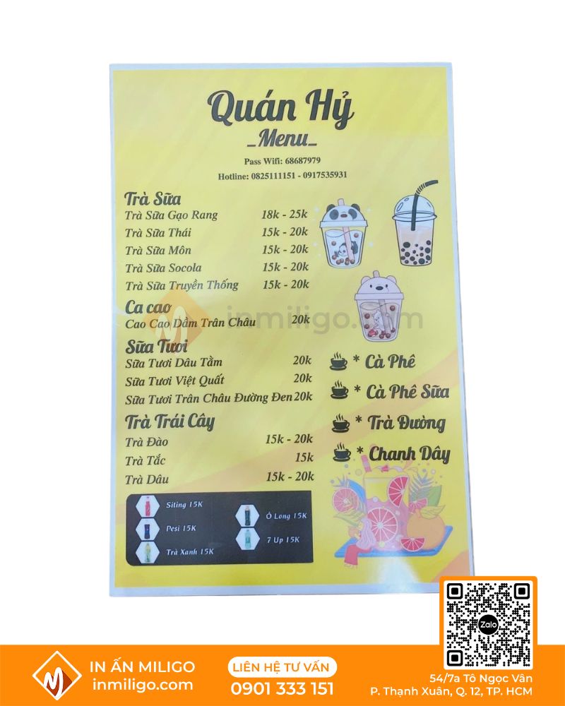 in menu nhựa
