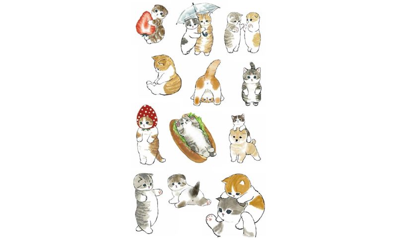 Mẫu hình sticker cute hình mèo ấm áp