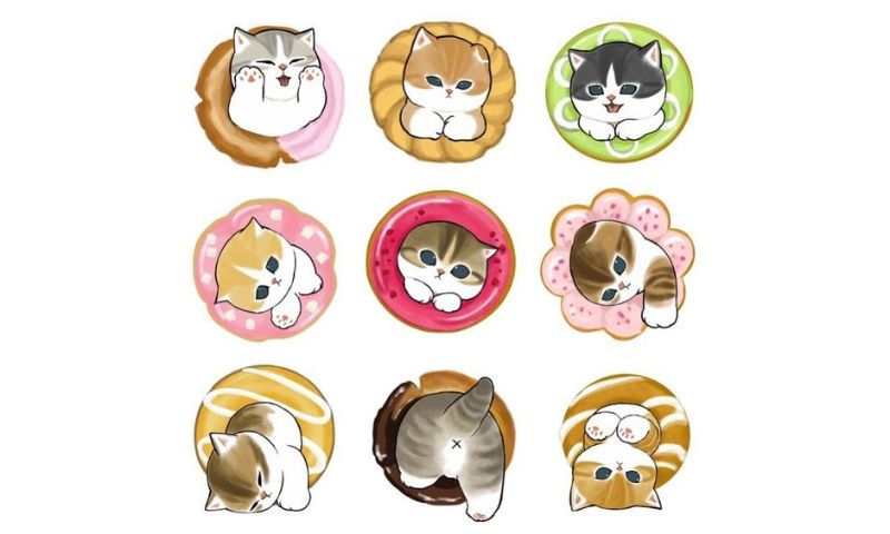 Mẫu hình sticker cute cho người yêu mèo