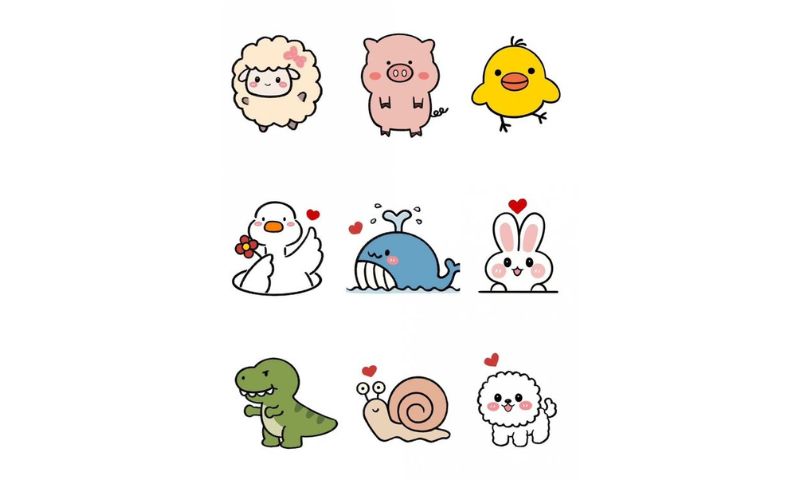 Mẫu in hình sticker cute động vật dễ thương 