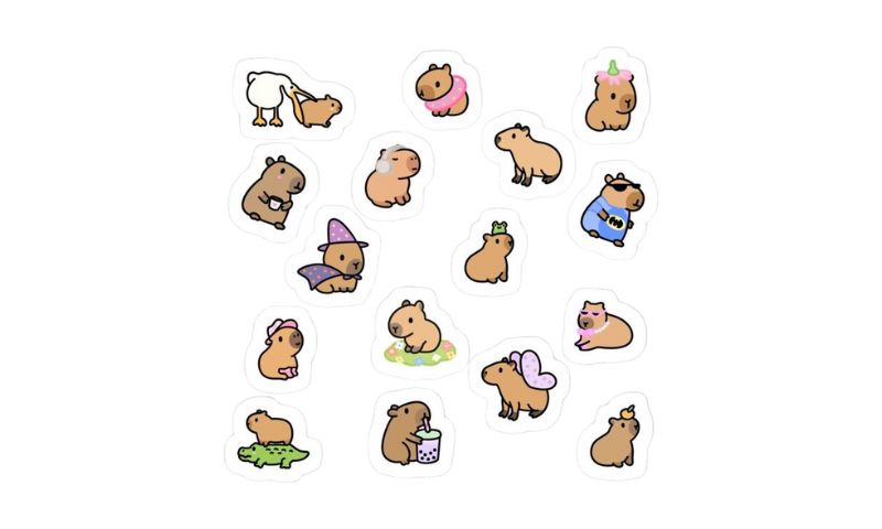 Mẫu hình sticker capybara cute