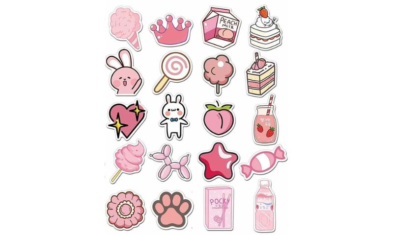 Mẫu hình sticker cute màu hồng