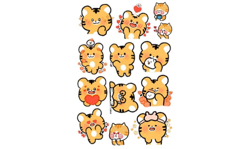 Mẫu hình sticker hổ con cute