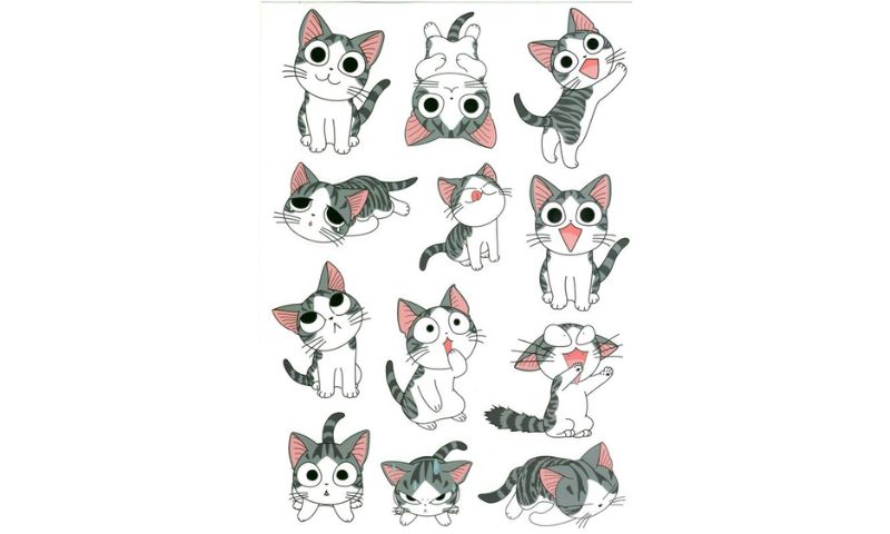 Mẫu hình sticker cute mèo ngộ nghĩnh