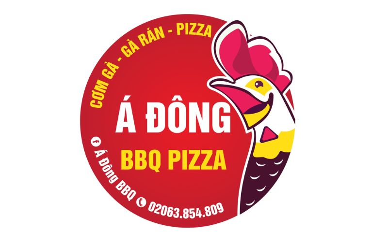 Mẫu in tem dán đồ ăn vặt gà rán, cơm gà, pizza