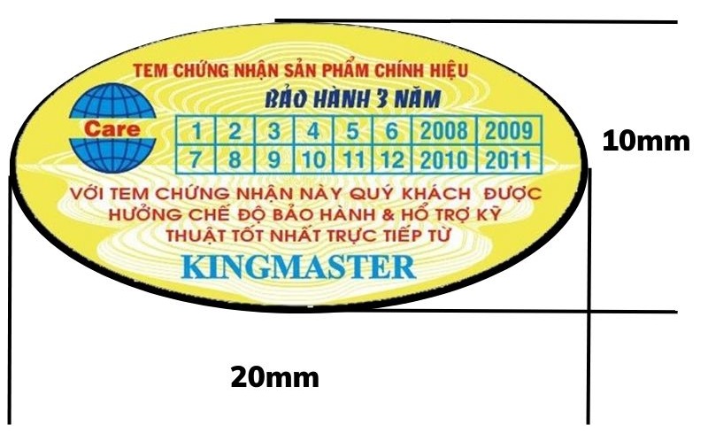 Kích thước tem vỡ bảo hành hình elip 10x20mm