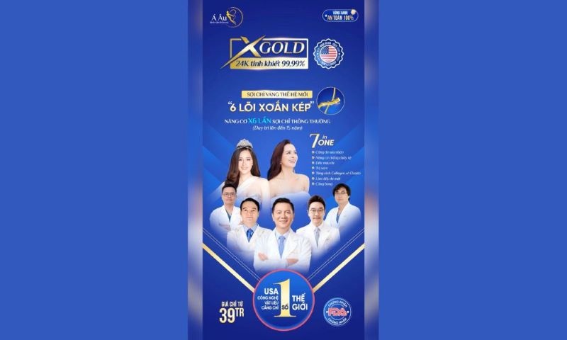 Mẫu 6: Standee được thiết kế với tông màu xanh nước biển, hình ảnh đại sứ và đội ngũ y bác sĩ nổi bật, hiển thị rõ thông tin dịch vụ