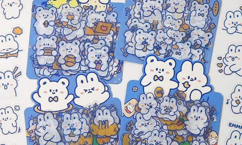 Sticker gấu béo và thỏ - Sticker gấu béo không màu