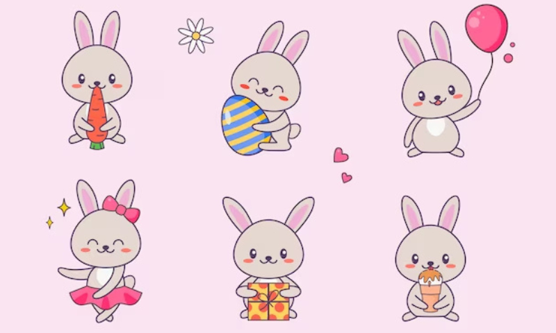 sticker thỏ cute
