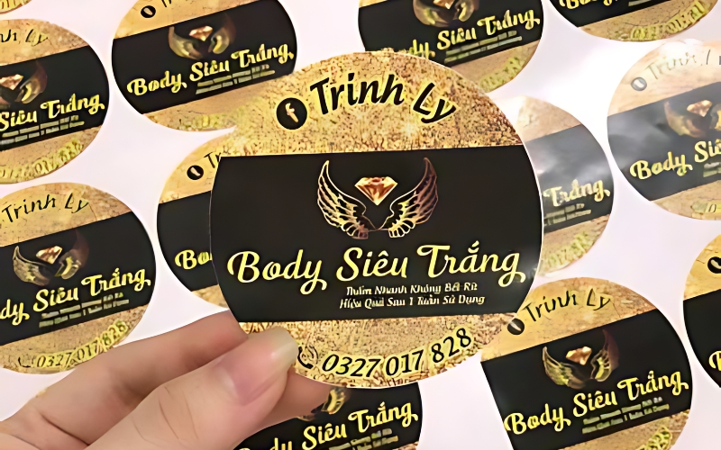 Mẫu tem dán kem body siêu trắng phong cách hoàng gia