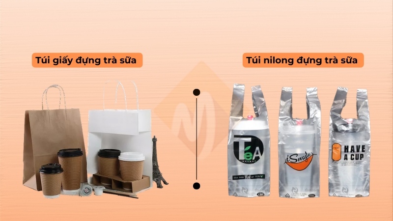in túi giấy đựng trà sữa