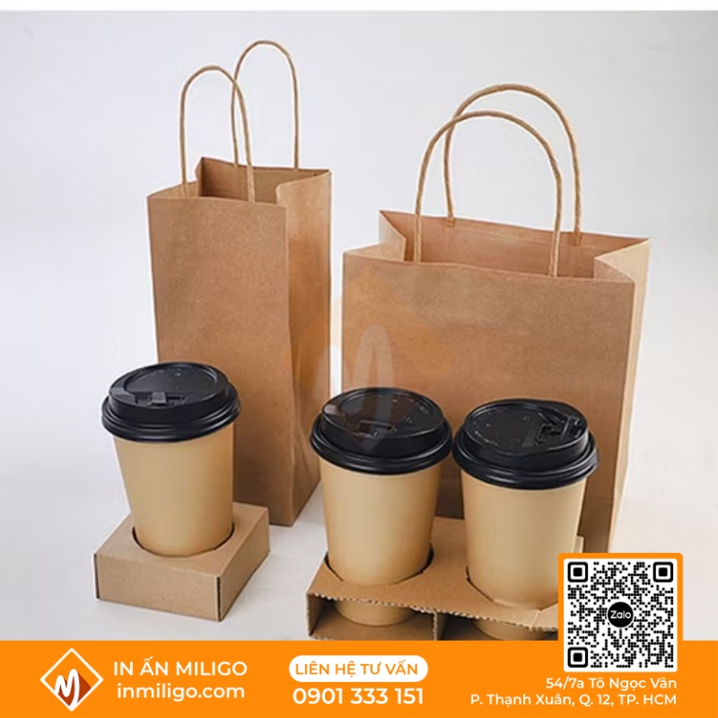 in túi giấy đựng trà sữa