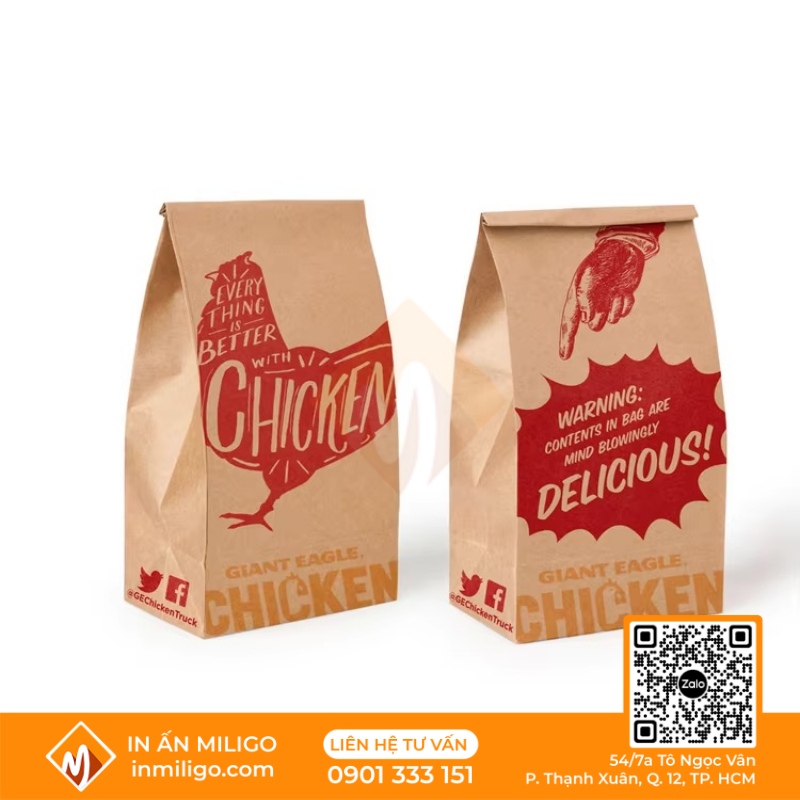 In túi giấy đựng gà rán