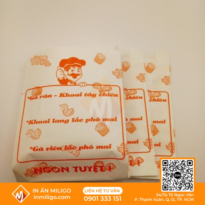 In túi giấy đựng gà rán