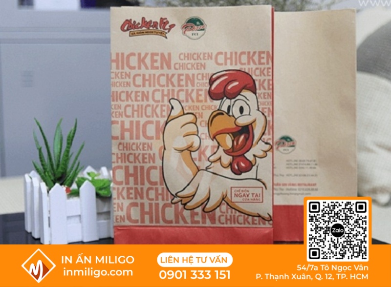 In túi giấy đựng gà rán