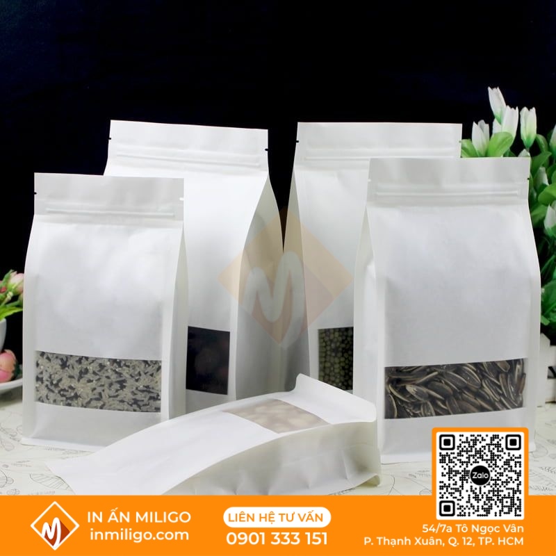 in túi giấy kraft trắng