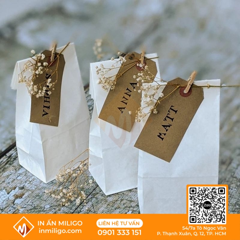 in túi giấy kraft trắng