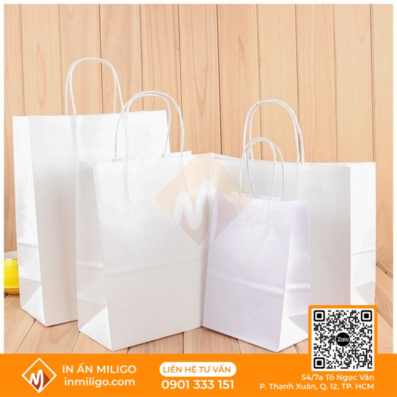 in túi giấy kraft trắng