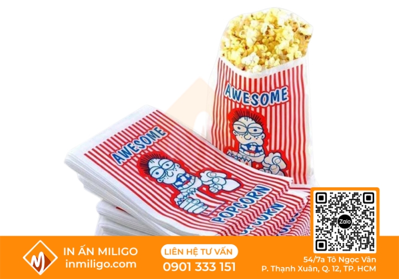 Túi giấy đựng bắp rang bơ 