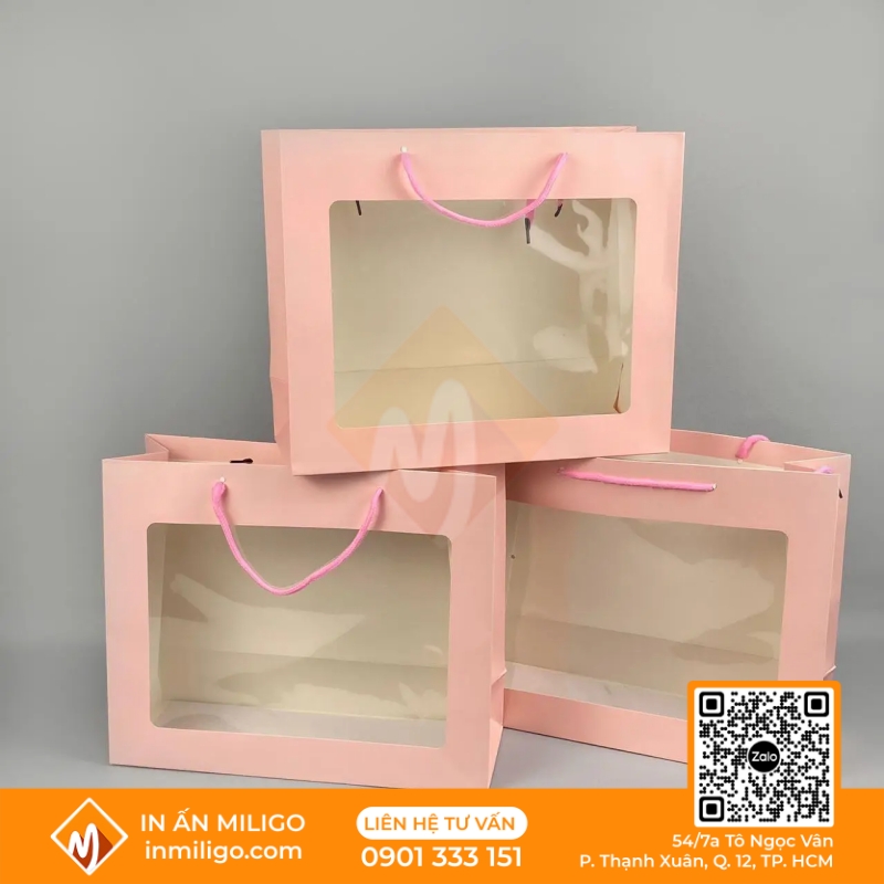 túi giấy nặt kính