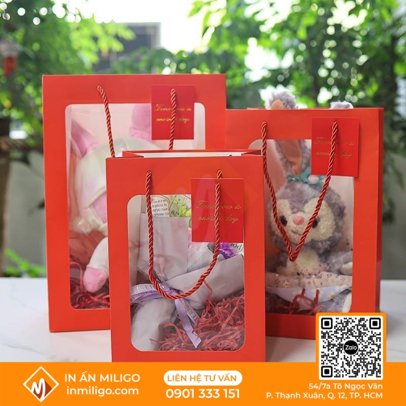túi giấy nặt kính
