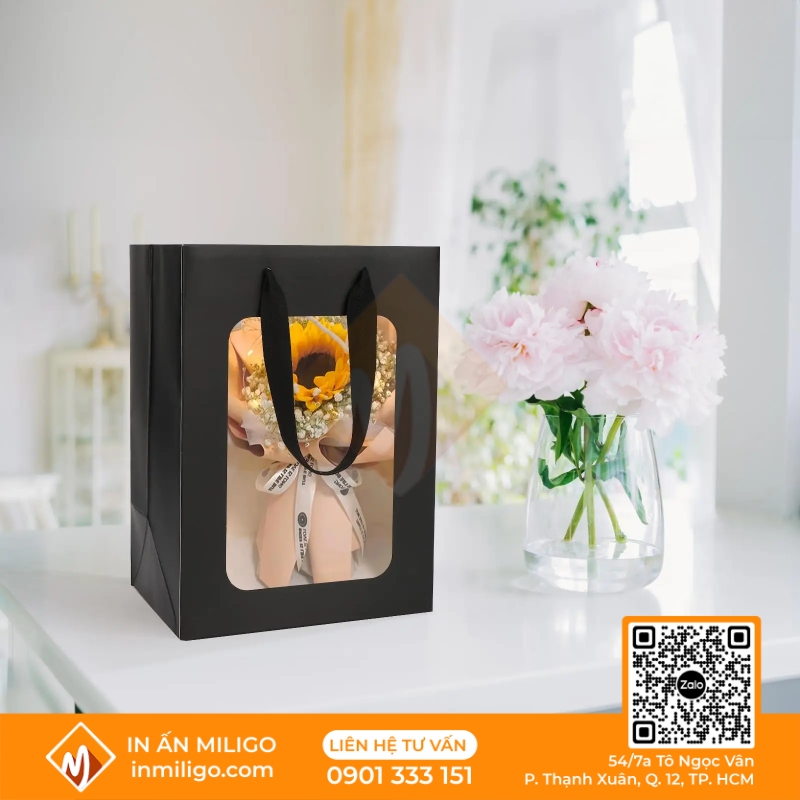 túi giấy nặt kính