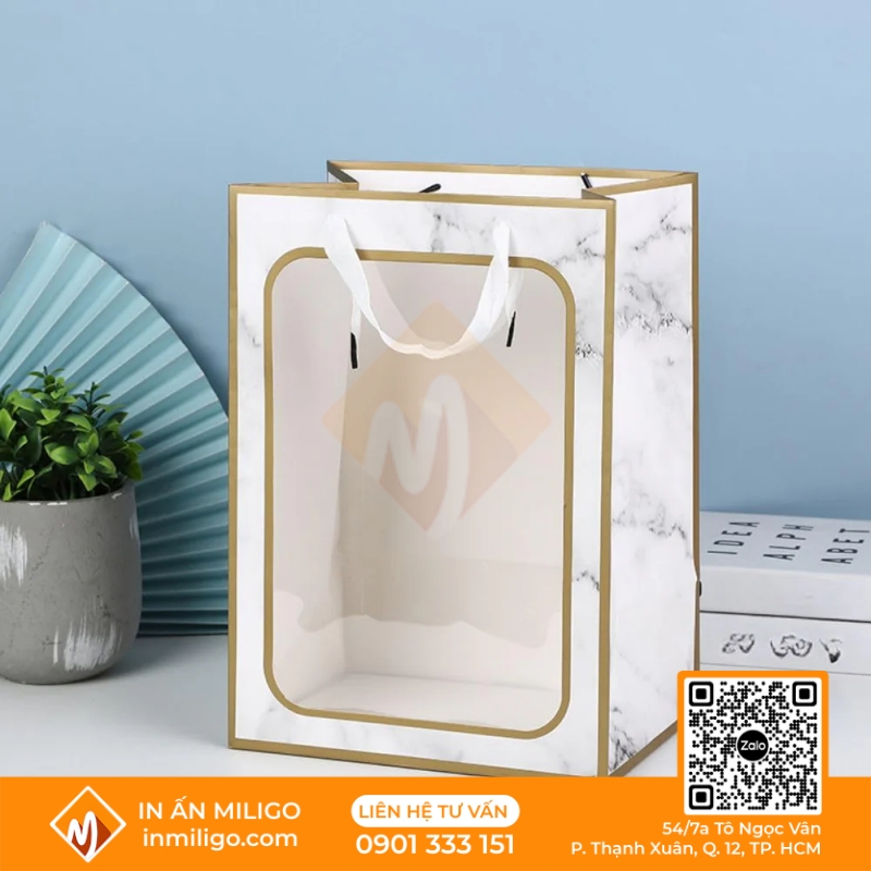 túi giấy nặt kính