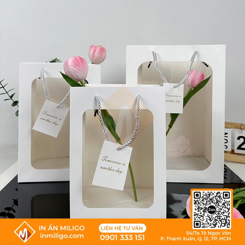 túi giấy nặt kính