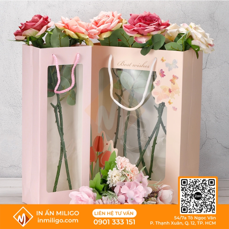 túi giấy nặt kính