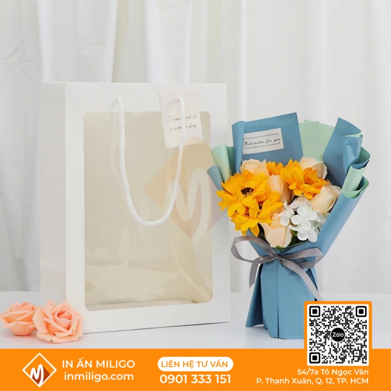 túi giấy nặt kính