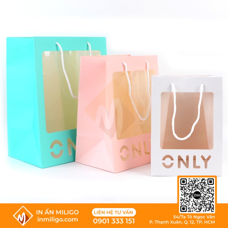 túi giấy nặt kính