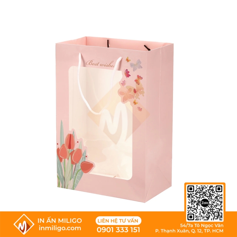 túi giấy nặt kính
