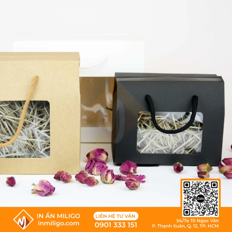 túi giấy nặt kính