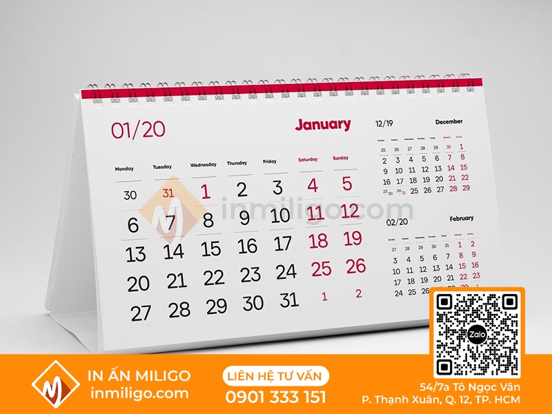 Khổ in lịch để bàn