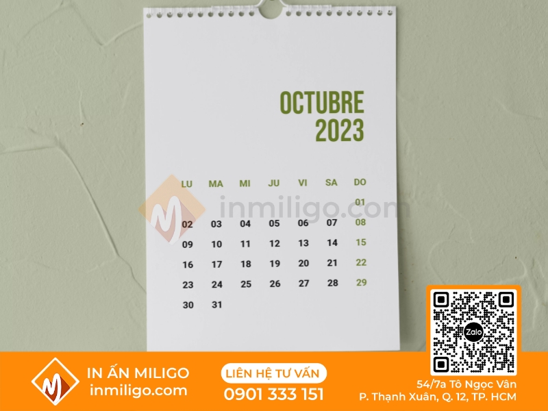 Lịch treo tường 12 tháng
