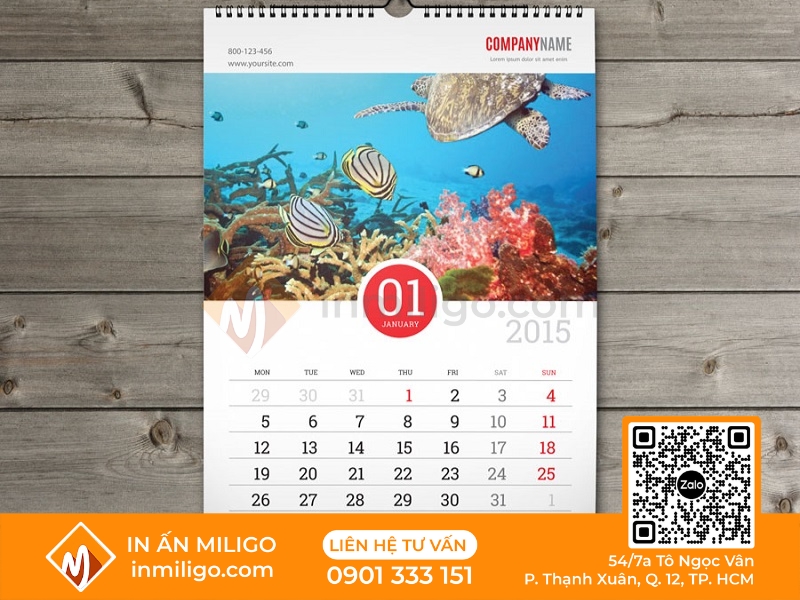Lịch treo tường 12 tháng