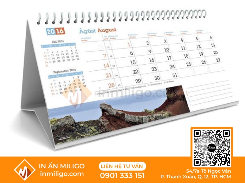 Khổ in lịch để bàn