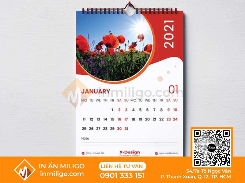 Lịch treo tường 12 tháng