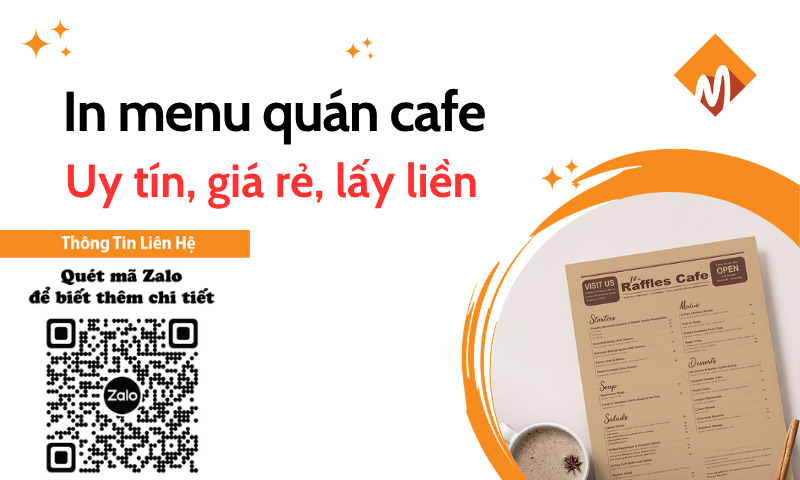 In menu quán cafe giá rẻ lấy liền tại TP.HCM